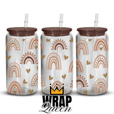 Rainbow Natural 4 UV DTF 16oz Glass Cup Wrap